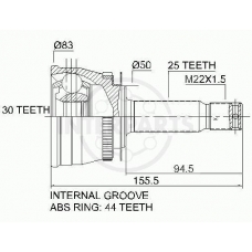 OJ-0650 InterParts Шарнирный комплект, приводной вал