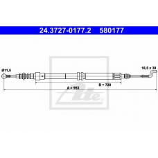 24.3727-0177.2 ATE Трос, стояночная тормозная система