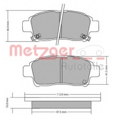 1170436 METZGER Комплект тормозных колодок, дисковый тормоз
