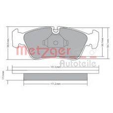 1170019 METZGER Комплект тормозных колодок, дисковый тормоз