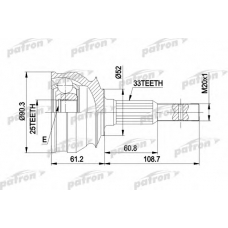 PCV1008 PATRON Шарнирный комплект, приводной вал