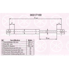 00317100 KLOKKERHOLM Газовая пружина, крышка багажник