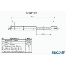 BGS11099 BUGIAD Газовая пружина, крышка багажник
