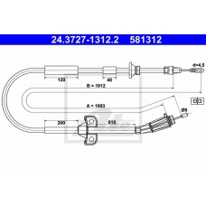 24.3727-1312.2 ATE Трос, стояночная тормозная система