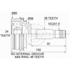 OJ-0255 InterParts Шарнирный комплект, приводной вал