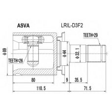 LRIL-D3F2 ASVA Шарнирный комплект, приводной вал