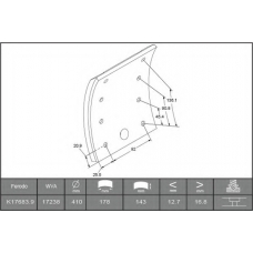 B2160925 ABEX Комплект тормозных башмаков, барабанные тормоза