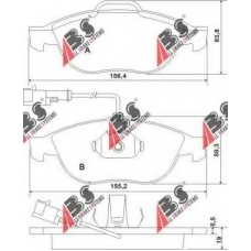 37064 ABS Комплект тормозных колодок, дисковый тормоз