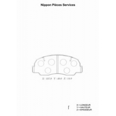 D360U01 NPS Комплект тормозных колодок, дисковый тормоз