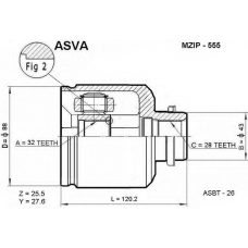 MZIP-555 ASVA Шарнирный комплект, приводной вал