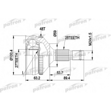 PCV1180 PATRON Шарнирный комплект, приводной вал