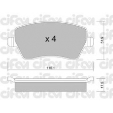 822-485-0 CIFAM Комплект тормозных колодок, дисковый тормоз