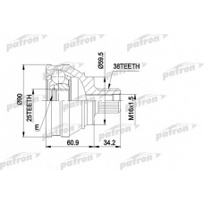 PCV1119 PATRON Шарнирный комплект, приводной вал