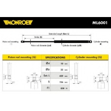 ML6001 MONROE Газовая пружина, крышка багажник