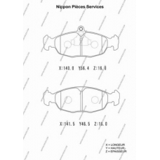 D360O01 NPS Комплект тормозных колодок, дисковый тормоз