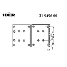 21 9496 00 ICER Комплект тормозных башмаков, барабанные тормоза