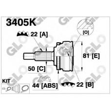 3405K GLO Шарнирный комплект, приводной вал