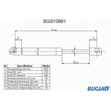 BGS10661 BUGIAD Газовая пружина, капот