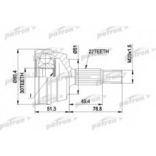 PCV1096 PATRON Шарнирный комплект, приводной вал