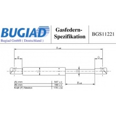 BGS11221 BUGIAD Газовая пружина, заднее стекло