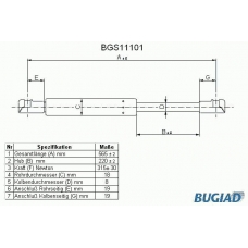 BGS11101 BUGIAD Газовая пружина, крышка багажник