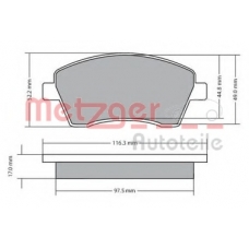 1170029 METZGER Комплект тормозных колодок, дисковый тормоз