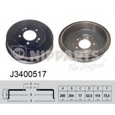 J3400517 NIPPARTS Тормозной барабан