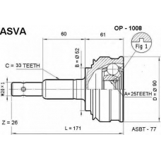 OP-1008 ASVA Шарнирный комплект, приводной вал