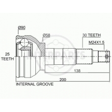 OJ-0950 InterParts Шарнирный комплект, приводной вал