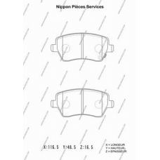 S360I26 NPS Комплект тормозных колодок, дисковый тормоз