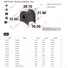 ASBTO1004 Tenacity Втулка стабилизатора