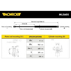 ML5605 MONROE Газовая пружина, крышка багажник