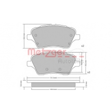 1170640 METZGER Комплект тормозных колодок, дисковый тормоз