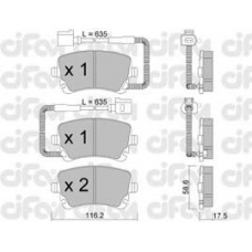 822-554-1 CIFAM Комплект тормозных колодок, дисковый тормоз