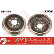 DB4369 TRW Тормозной барабан