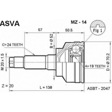 MZ-14 ASVA Шарнирный комплект, приводной вал