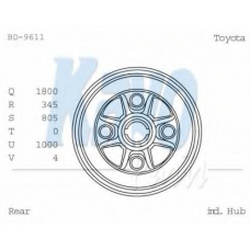 BD-9611 KAVO PARTS Тормозной барабан