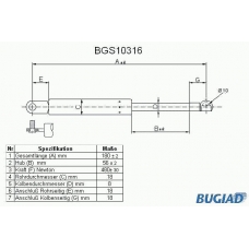 BGS10316 BUGIAD Газовая пружина, крышка багажник