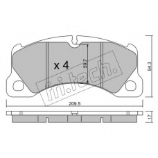 973.3 fri.tech. Комплект тормозных колодок, дисковый тормоз