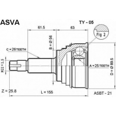 TY-05 ASVA Шарнирный комплект, приводной вал