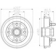 8DT 355 302-061 HELLA Тормозной барабан