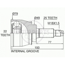 OJ-0708 InterParts Шарнирный комплект, приводной вал