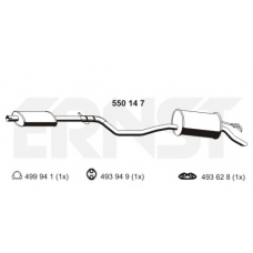 550147 ERNST Глушитель выхлопных газов конечный; Средний / коне