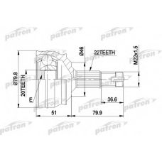 PCV1013 PATRON Шарнирный комплект, приводной вал