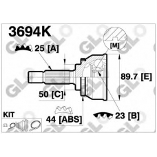 3694K GLO Шарнирный комплект, приводной вал