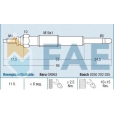 74165 FAE Свеча накаливания