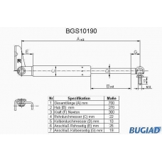 BGS10190 BUGIAD Газовая пружина, крышка багажник