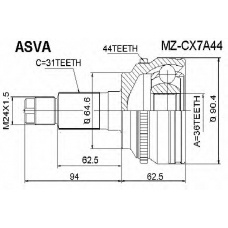 MZ-CX7A44 ASVA Шарнирный комплект, приводной вал