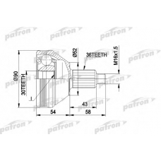 PCV1414 PATRON Шарнирный комплект, приводной вал