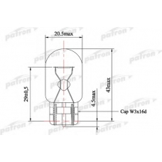 PLW21W PATRON Лампа накаливания, фонарь указателя поворота; Ламп